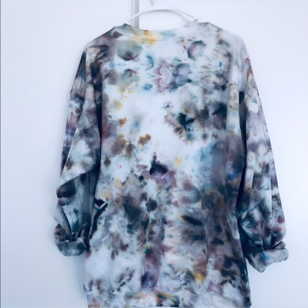 Tie Dye Custom Made Pullover Fleece Crewneck NEW - Picture 1 of 8